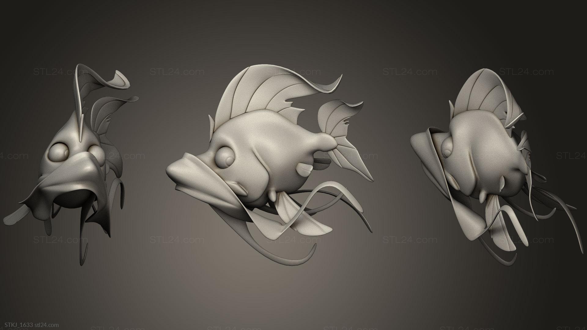 Animal figurines - Zodiac Pisces 3D Pinup Series 2, STKJ_1633. 3D stl model  for CNC